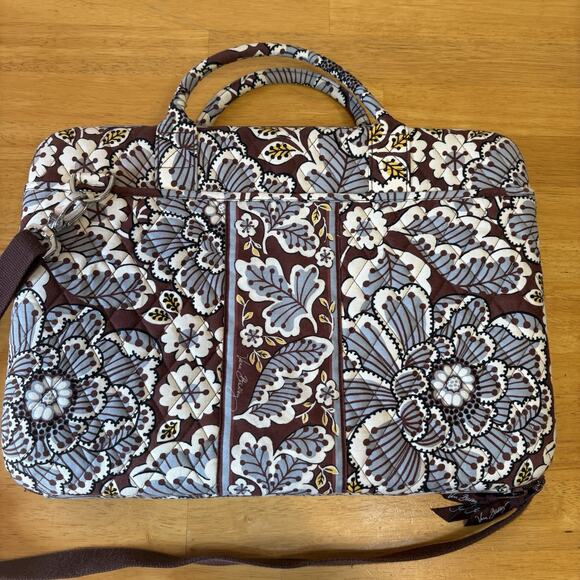 Vera Bradley Laptop Computer Crossbody Bag Hard Sided Slate Blooms - Picture 2 of 16